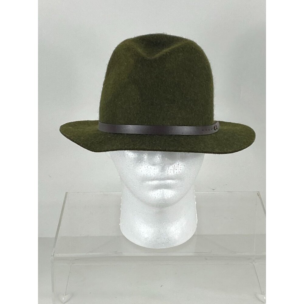Unbranded Green Wool Fedora Hat with Leather Band Accent Men's F236